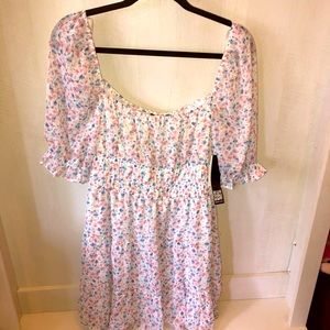 Trixxi mini white blue pink silver dress XL Tags on